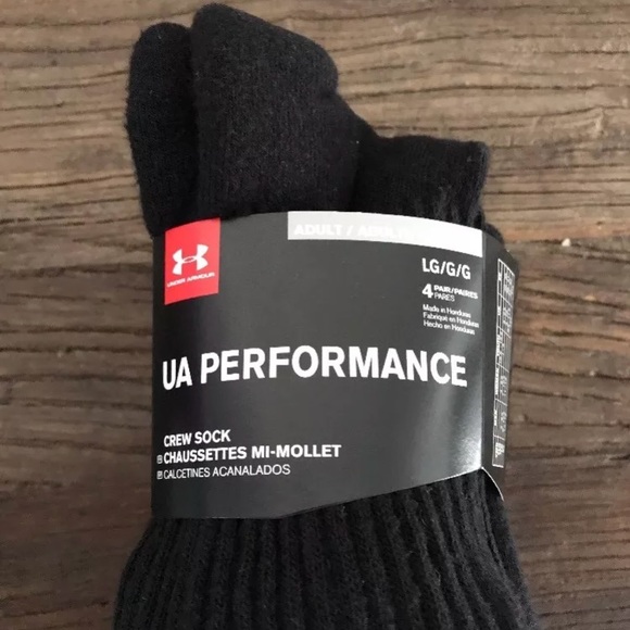 Under Armour UA PERFORMANCE Crew Socks 4 Pack - Picture 2 of 5